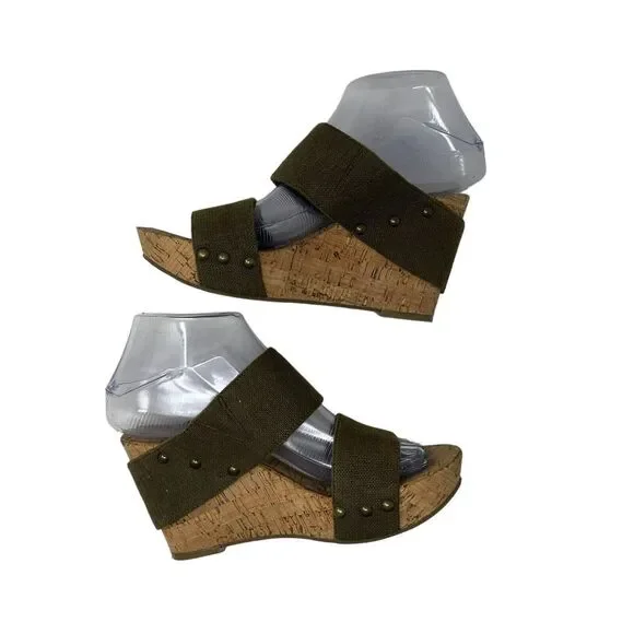 Lucky Brand Magnolia Double Strap Cork Wedge Platform Sandals US 6 - Picture 4 of 10